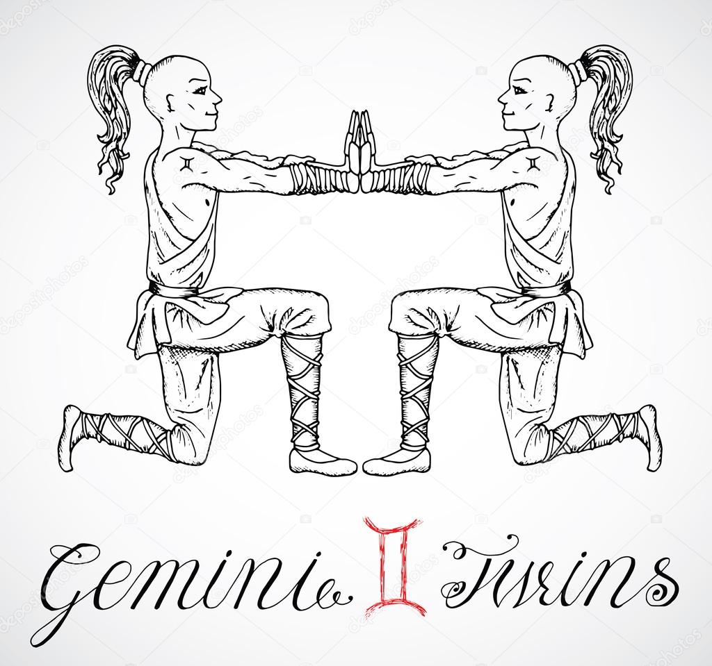 Sternzeichen Zwillinge oder Gemini — Stockvektor ...
