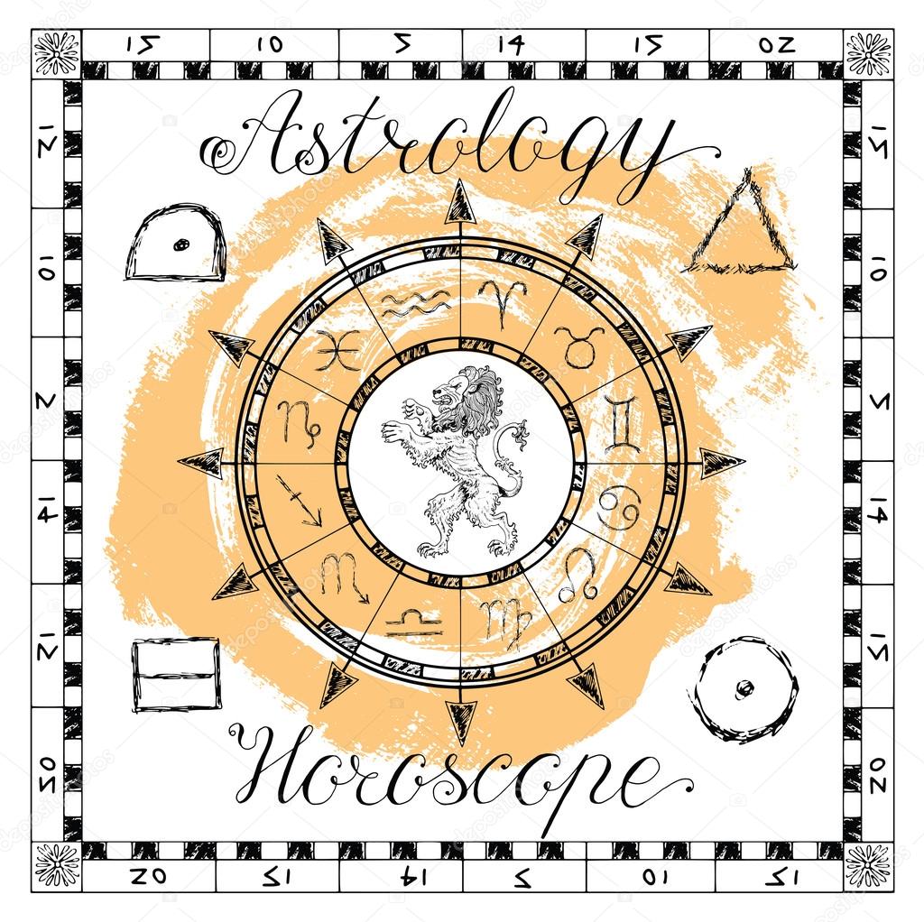 Astrologie Instellen Voor Sterrenbeeld Leeuw Stockvector