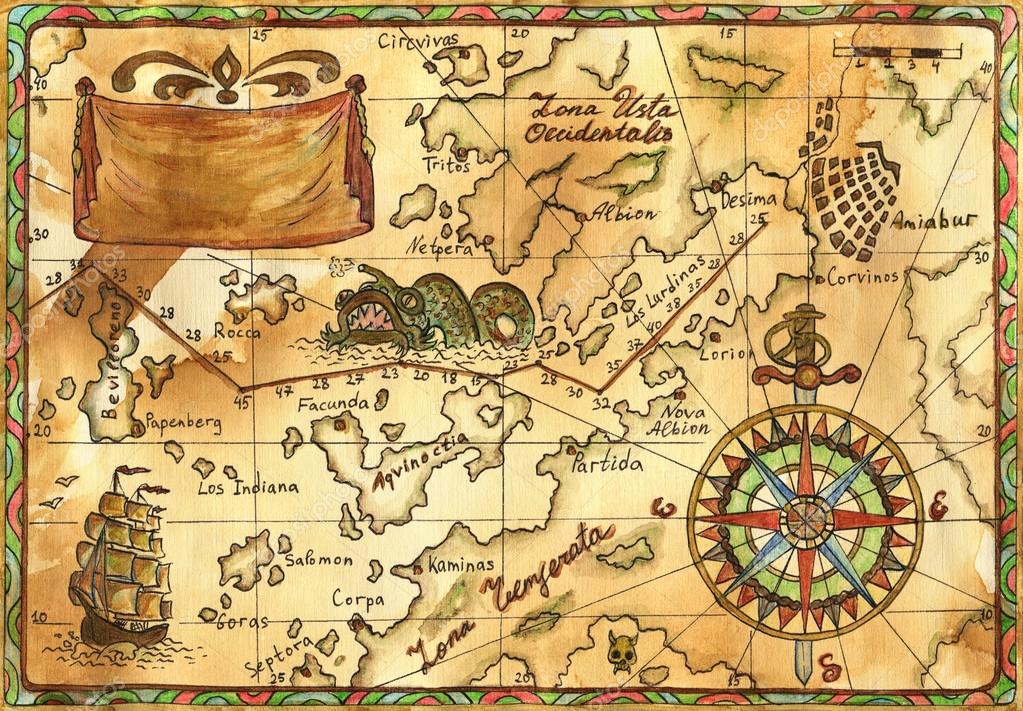 Old Pirate Map With Wind Rose Stock Photo By C Samiramay Old Pirate Map With Wind Rose Stock Photo By C Samiramay
