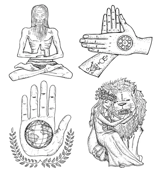 Set with peace and love symbols Vector Graphics
