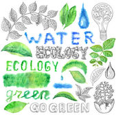 doodle set with ecological symbols