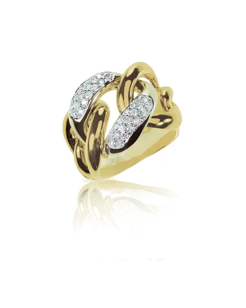 Catena anello di nozze anello di diamanti oro, anello di moda cocktail — Foto Stock