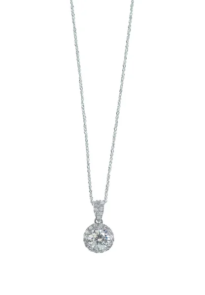 Collier solitaire halo diamant — Photo