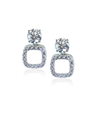 Diamond drop square earrings clipart