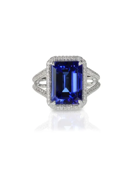 Anillo de zafiro y diamante azul — Foto de Stock