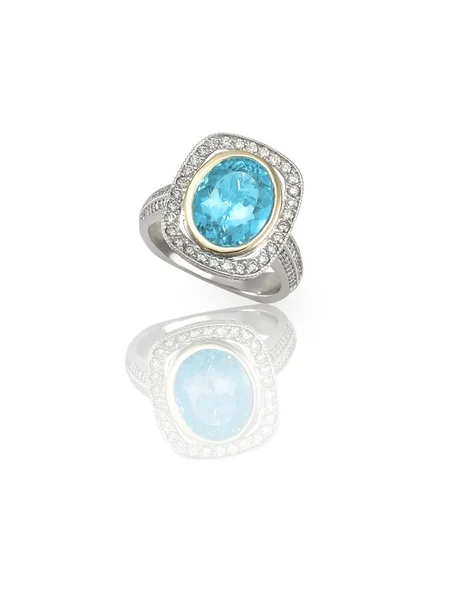 Bague en diamant topaze bleue — Photo