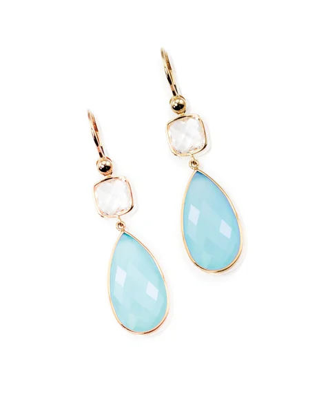 Blue Cushion Cut Drop Earrings — Stock Photo, Image