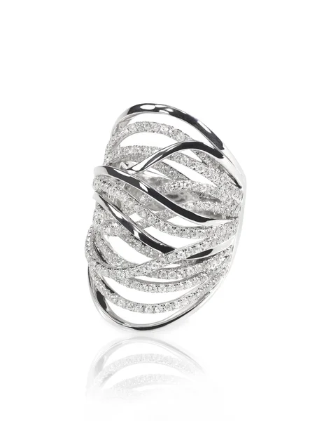 Diamant pokryté engagment prsten svatební výročí — Stock fotografie