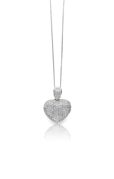 Pave diamant hjärta hänge halsband — Stockfoto