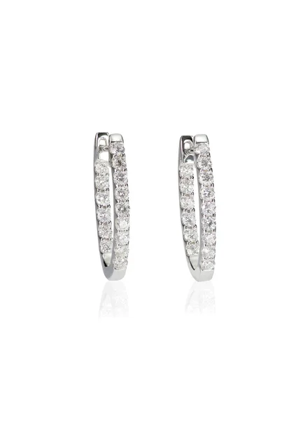 Diamond hoop earrings — Stock Photo, Image