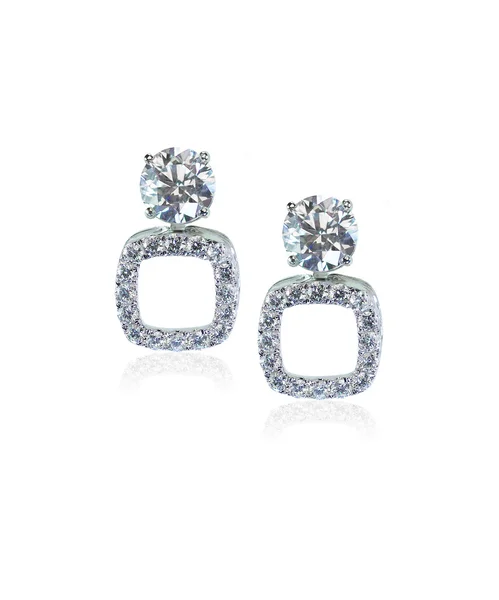 Boucles d'oreilles carrées goutte diamant — Photo