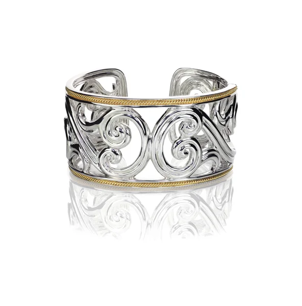 Silver and gold cuff bracelet — Stock Photo, Image