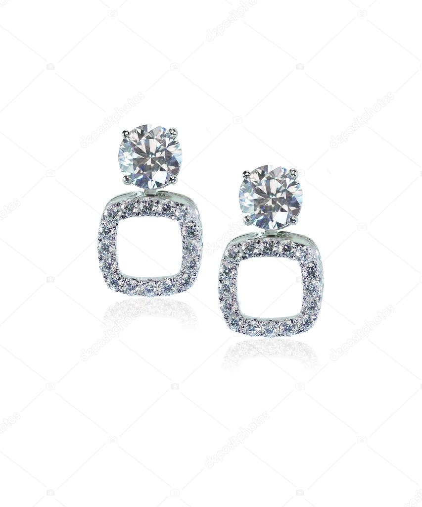 Diamond drop square earrings