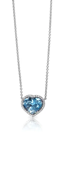 Blå ädelsten och diamant hänge halsband — Stockfoto