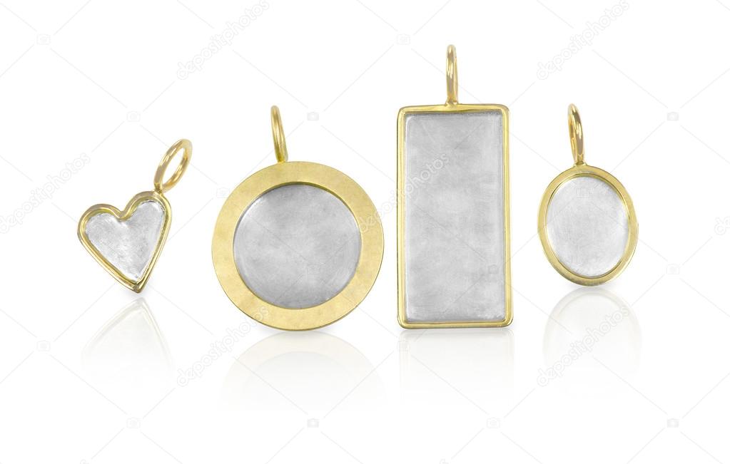 Golden Silver blank customizable trinket pendants