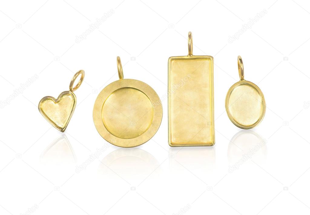 Golden blank customizable trinket pendants