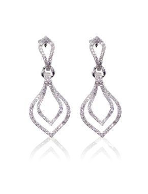 Diamond dangle drop earrings isolated on white clipart