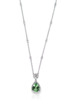 Green Gemstone kolye kolye üzerinde beyaz izole