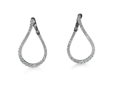 Diamond dangle drop earrings isolated on white clipart