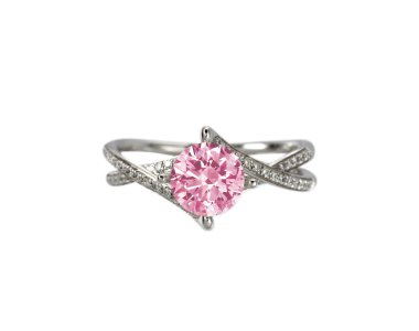 pembe elmas nişan alyans beyaz izole