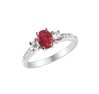 Ruby merkezi taş yüzük beyaz izole