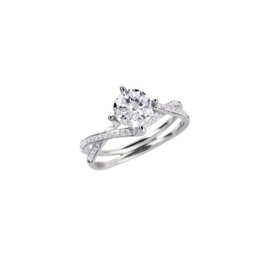 Elmas solitaire nişan alyans beyaz izole