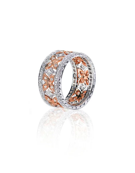 Diamond gold wedding engagement band ring — Stock Photo, Image