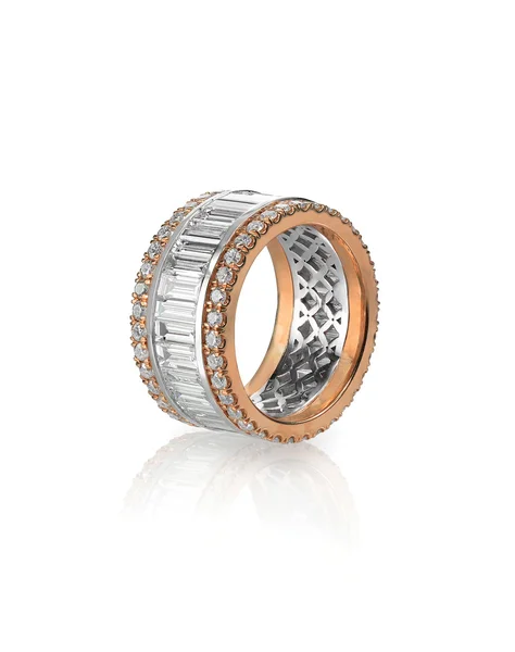 Diamond gold wedding engagement band ring — Stock Photo, Image
