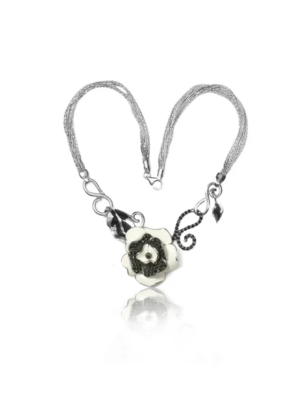 Gemstone Onyx Necklace black isolated on white