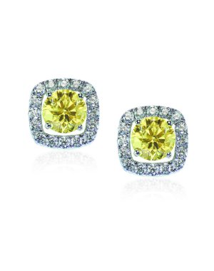 Sarı Pırlanta citrine topaz stud küpe çift beyaz izole