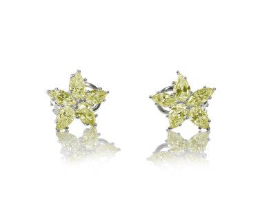 Sarı Pırlanta citrine topaz stud küpe çift beyaz izole