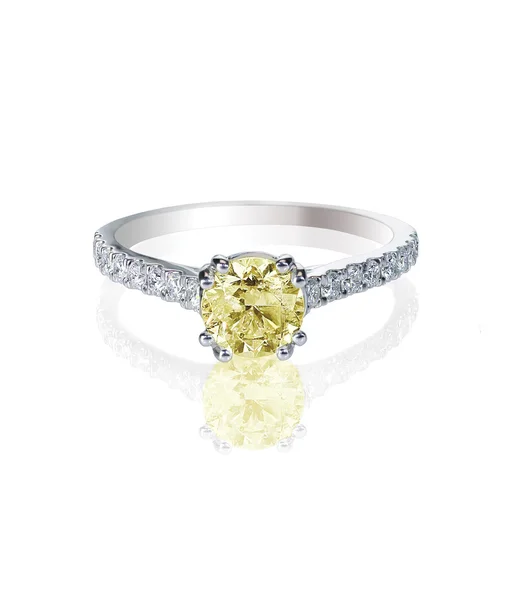 Gul diamant färgade förlovningsring topaz Citrin — Stockfoto