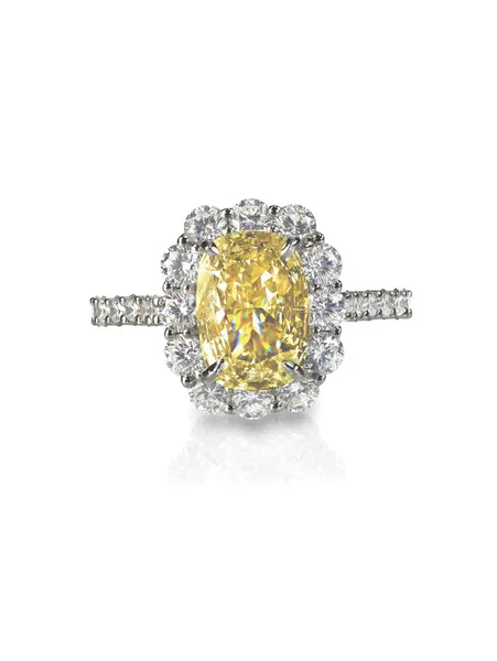 Yellow diamond colored engagement ring topaz citrine — Stock Photo, Image