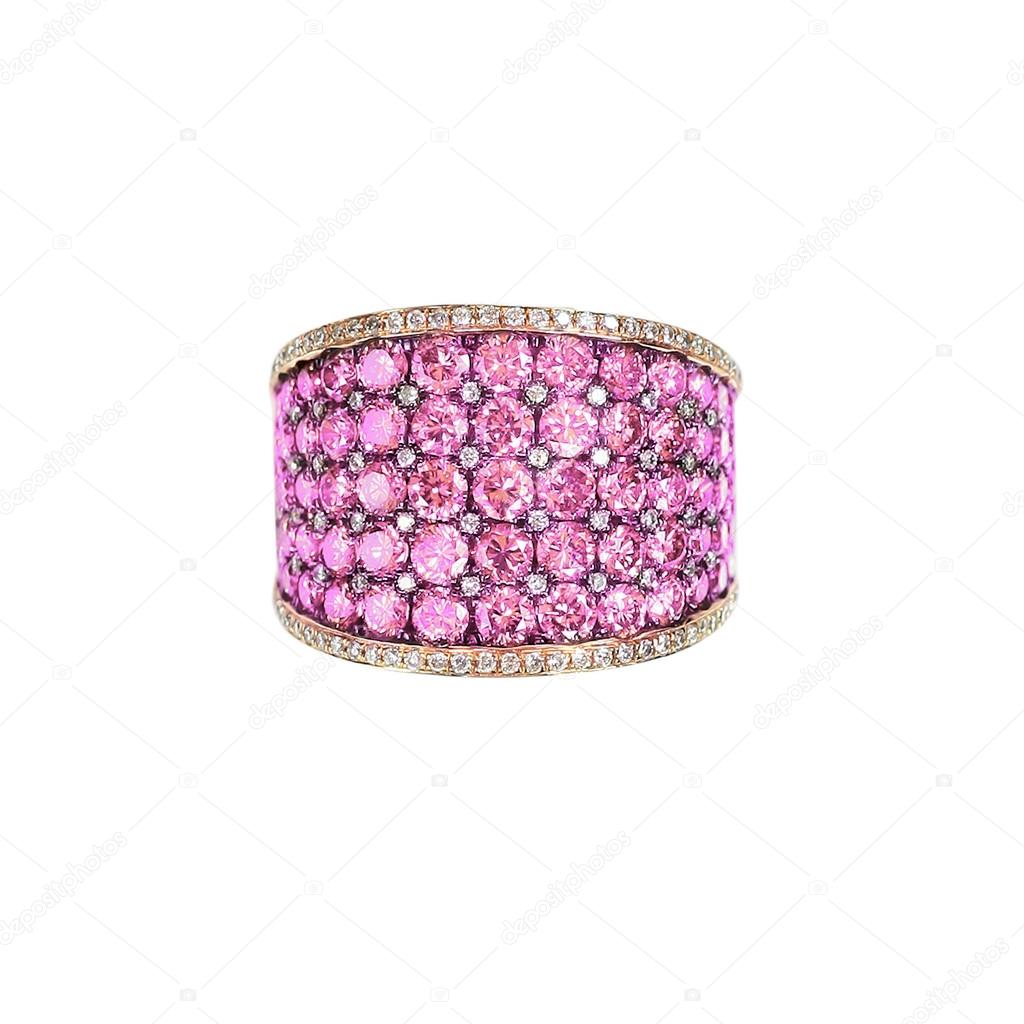 Pink diamond band wedding bridal engagement ring