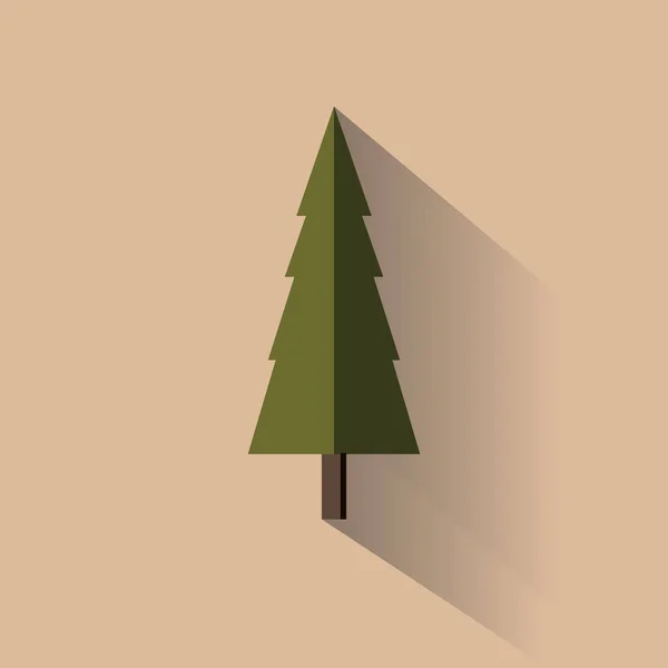 Árbol Navidad Tiene Una Sombra Negra Sobre Fondo Marrón — Vector de stock