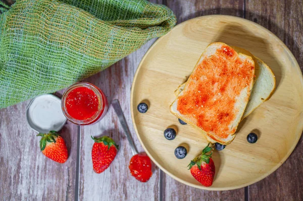 Pão Compota Morango — Fotografia de Stock