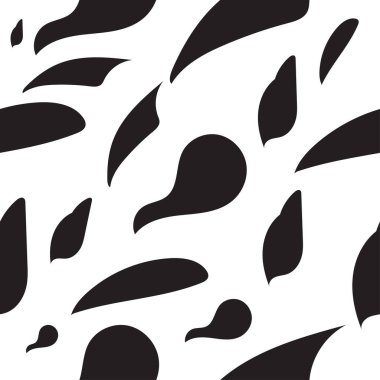 El Çizimi Soyut Siyah ve Beyaz Organik Şekil Kusursuz Desensiz Şekil Gösterimi