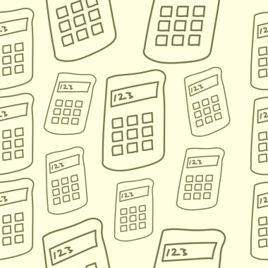 El Çizimi Hesap Makinesi Kusursuz Desensiz Şekil Vektörü İllüstrasyonu