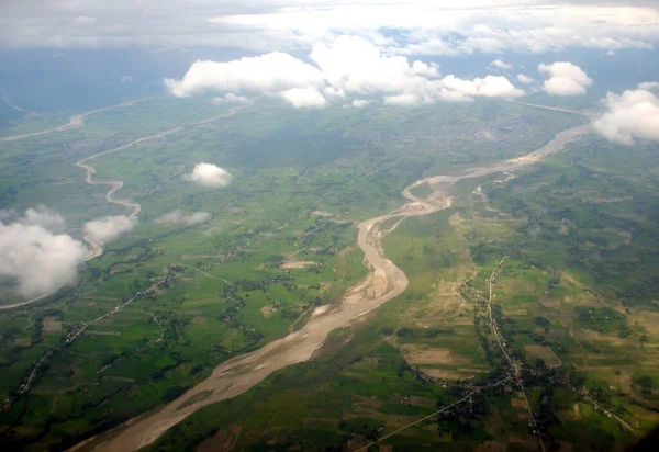 Una Espectacular Vista Aérea Pueblos Desviados Del Río Mechi Con —  Fotos de Stock