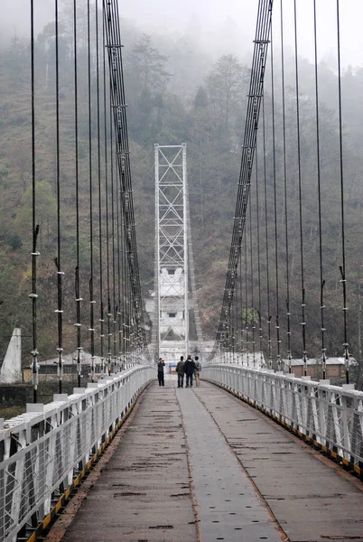 Batı Sikkim 100 Metre Yükseklik 240 Metre Uzunluğunda Singshore Köprüsü — Stok fotoğraf