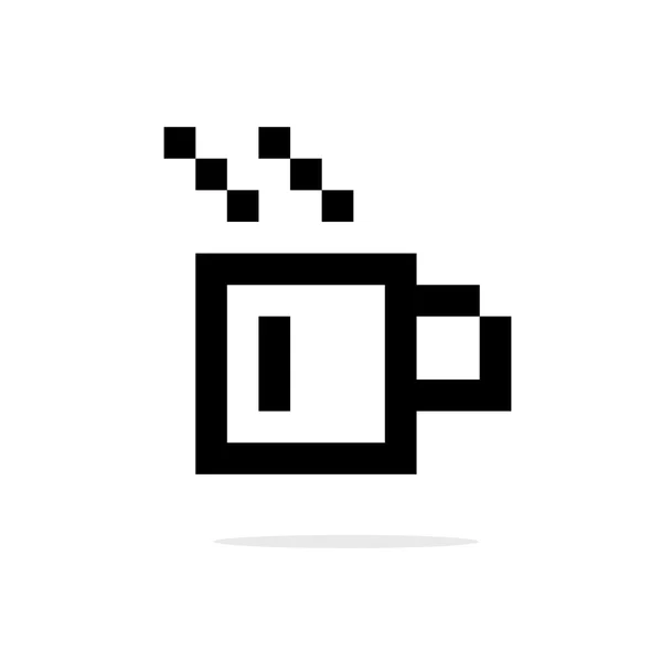 Simples 8bit xícara de café ícone preto — Vetor de Stock