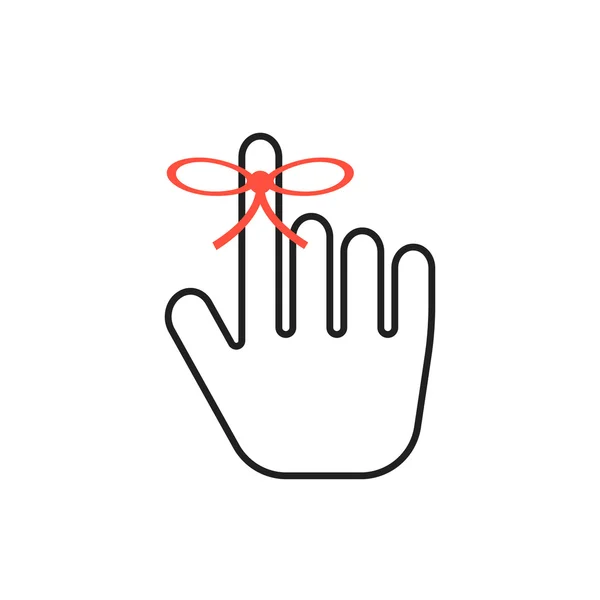 Herinnering icoon met een overzicht van zwarte hand — Stockvector