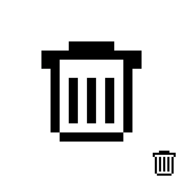 Lata de basura pixelart negro — Vector de stock