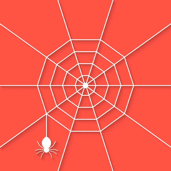White cobweb with shadow on red background — Stockový vektor