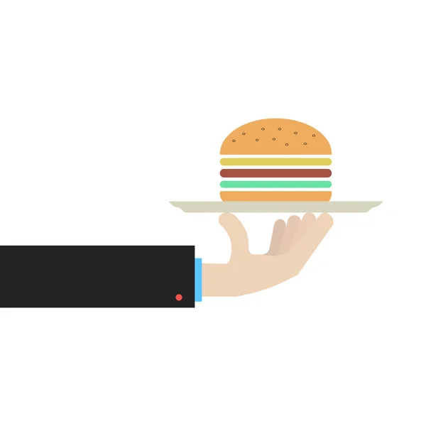 Блюдо для рук с гамбургером — стоковый вектор