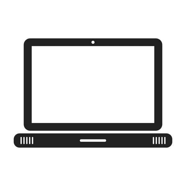 Pictogram van de zwarte laptop op witte achtergrond — Stockvector