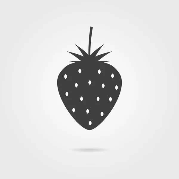 Zwarte aardbeien pictogram met schaduw — Stockvector