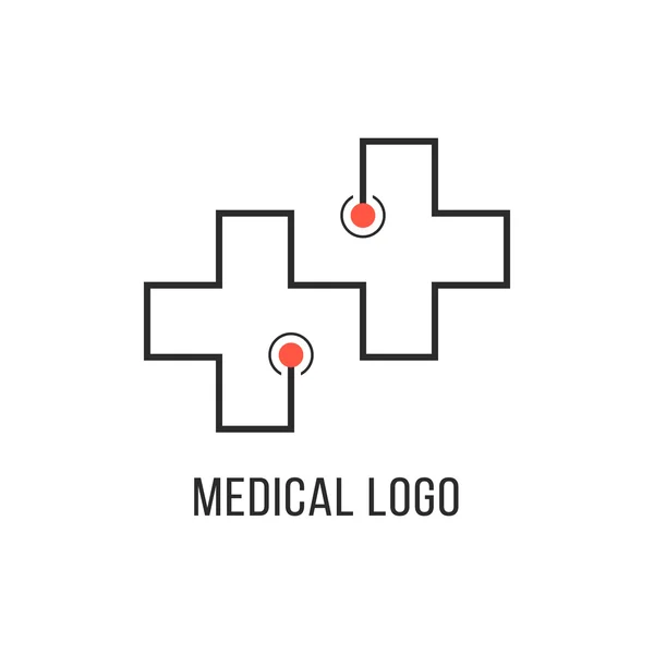 Medicinska logotype med tunn linje korsar — Stock vektor