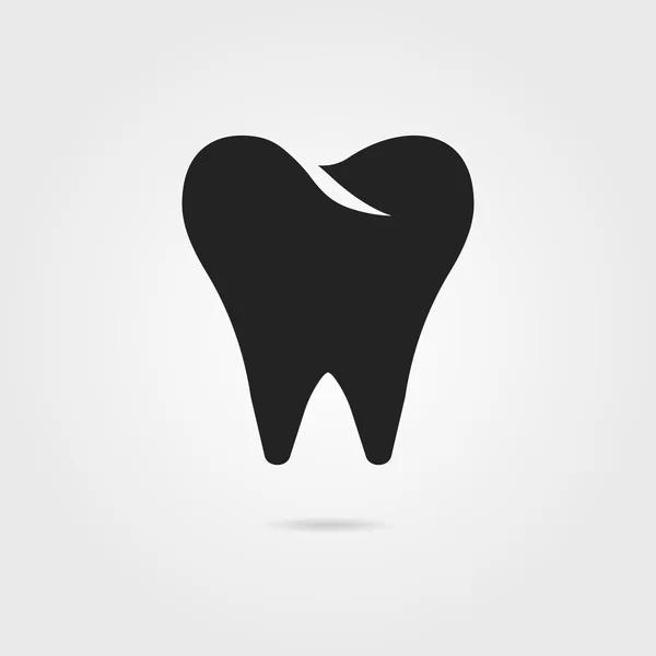 Ícone de dente preto com sombra — Vetor de Stock