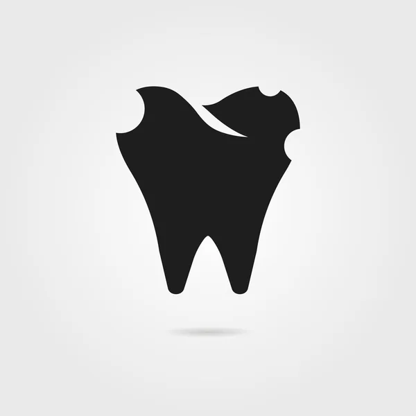 Diş çürüğü siyah diş simgesiyle — Stok Vektör